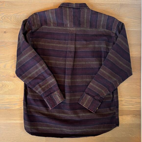 VTG 90s Cabela’s Button Down Shirt Heavy 100% Cotton Striped Mens Size Large - Picture 4 of 6